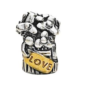 Pandora Retired .925 Sterling Silver & 14k Gold Love Bouquet Charm 790441